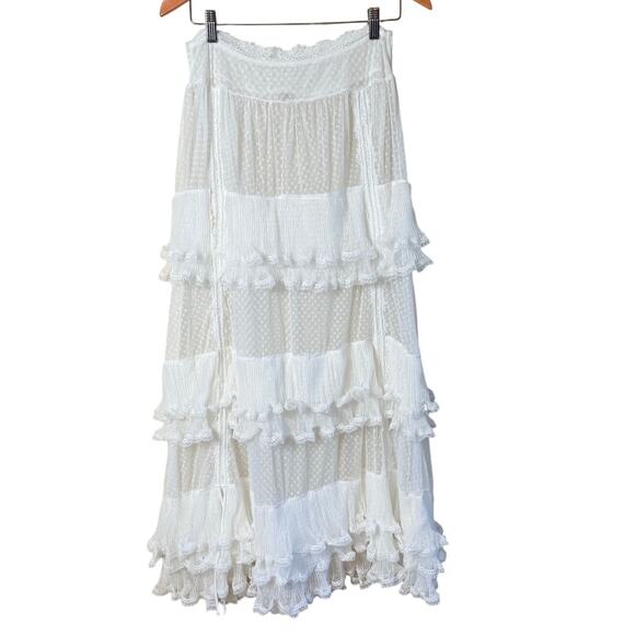 Free People Forever Young Half Slip SZ M Sheer Tiered Ruffles Romantic - Picture 2 of 12